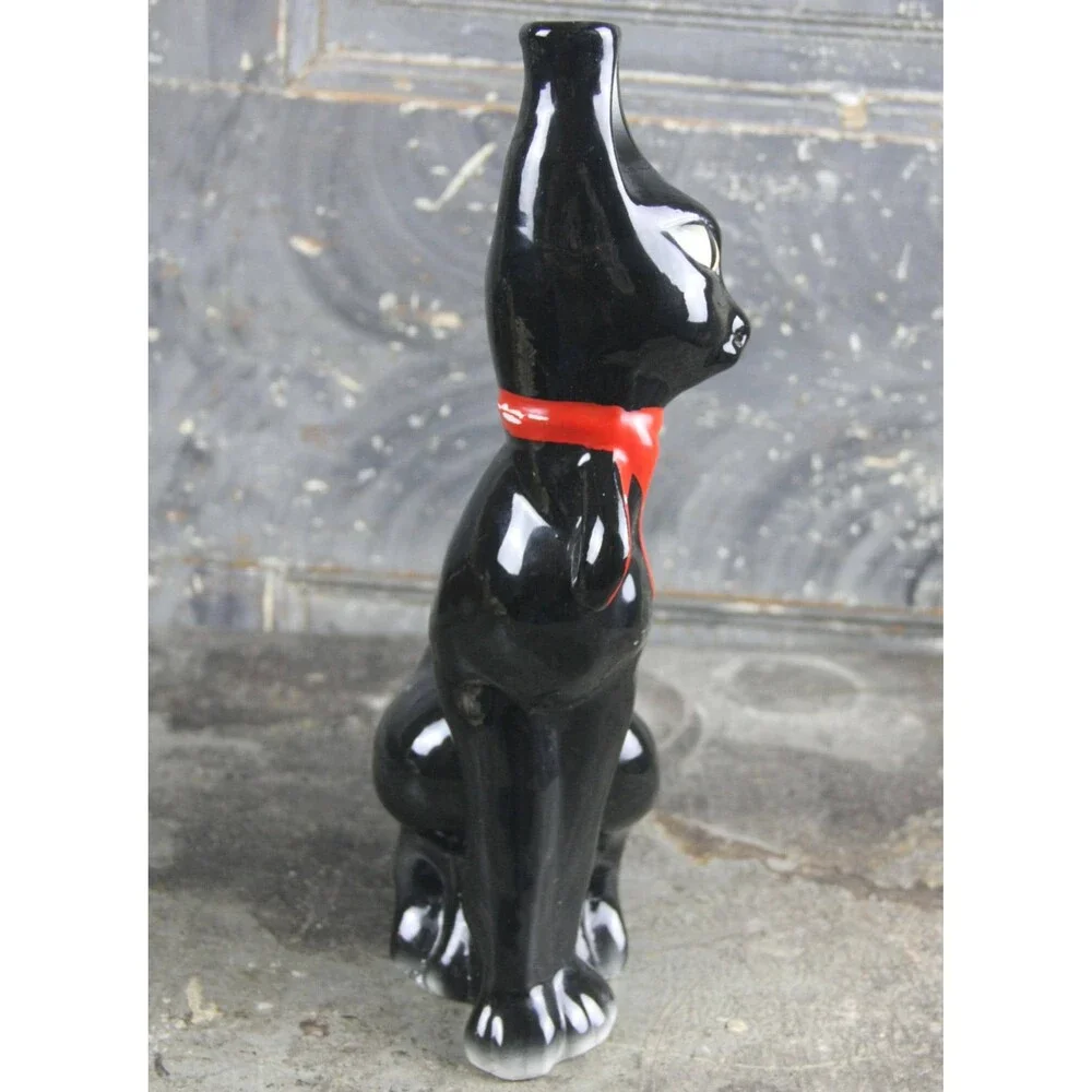 Borghini Lacrima Christi Black Cat Ceramic Wine Decanter, made in Italy